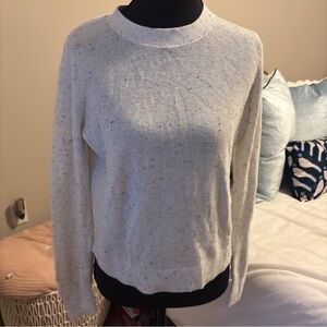 LOFT Cream Speckled Crew Neck Sweater